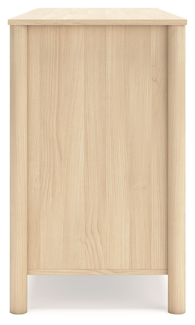 Cabinella Queen Platform Panel Bed with Dresser in Tan - PKG017296