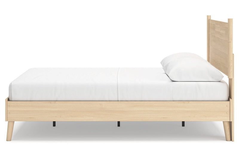 Cabinella Tan Queen Platform Panel Bed - Gate FurnitureQueen Bed