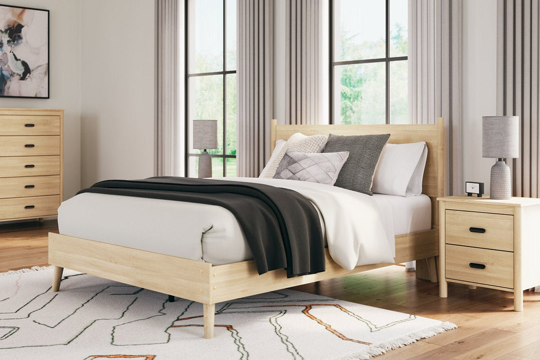 Cabinella Tan Queen Platform Panel Bed - Gate FurnitureQueen Bed