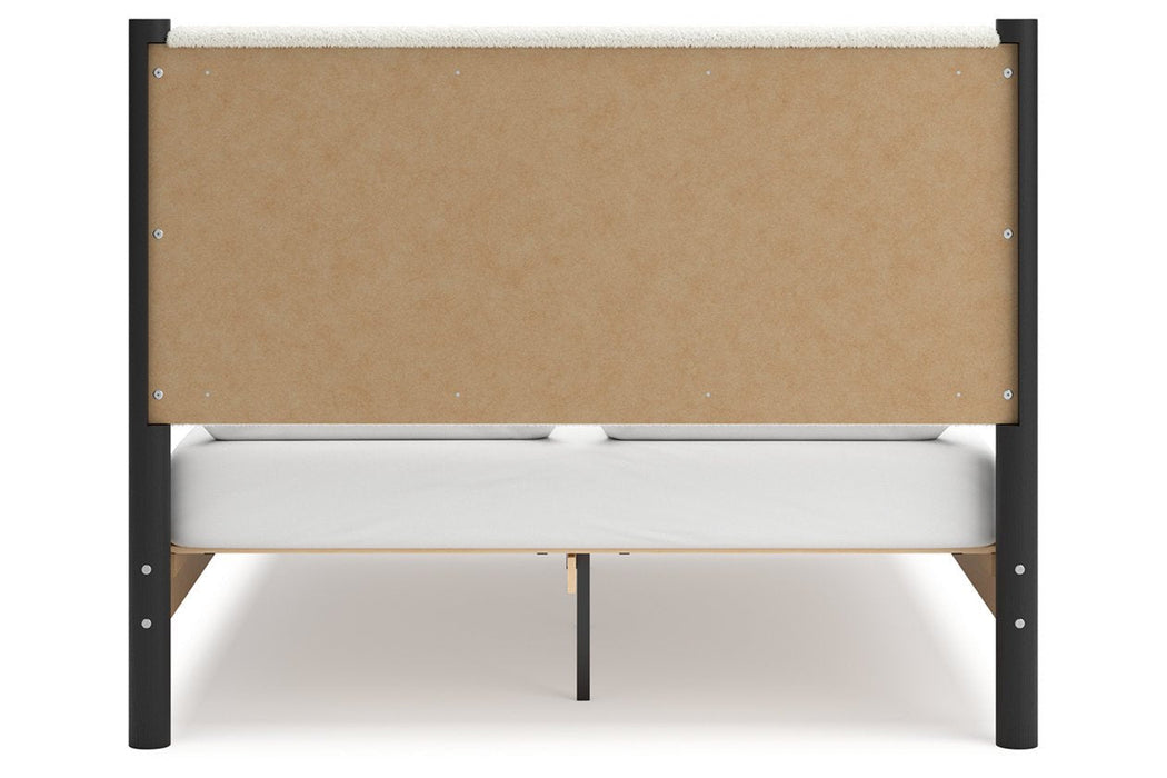 Cadmori Black/White Queen Upholstered Platform Bed - Gate FurnitureQueen Bed