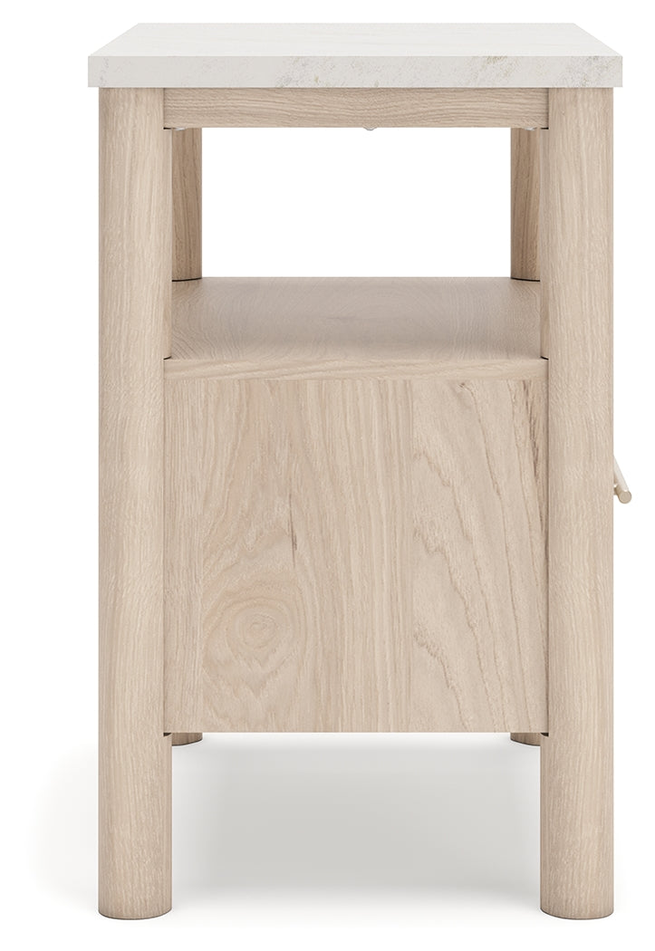 Cadmori Queen Upholstered Panel Bed with 2 Nightstands in Two-tone from Ashley - Lara Furniture