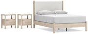 Cadmori Queen Upholstered Panel Bed with 2 Nightstands in Two-tone from Ashley - Lara Furniture