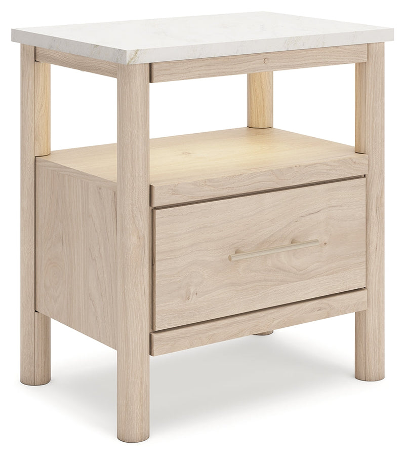 Cadmori Queen Upholstered Panel Bed with Dresser and 2 Nightstands in Two-tone from Ashley - Lara Furniture