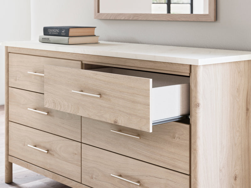 Cadmori Queen Upholstered Panel Bed with Dresser in Two-tone from Ashley - Lara Furniture