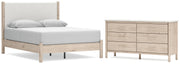 Cadmori Queen Upholstered Panel Bed with Dresser in Two-tone from Ashley - Lara Furniture