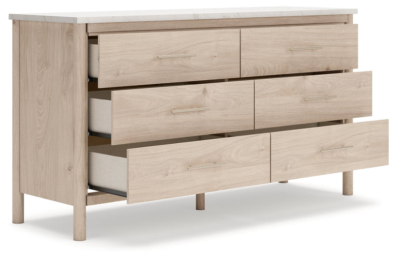 Cadmori Queen Upholstered Panel Bed with Dresser in Two-tone from Ashley - Lara Furniture
