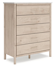 Cadmori Queen Upholstered Panel Bed with Mirrored Dresser, Chest and 2 Nightstands in Two-tone from Ashley - Lara Furniture