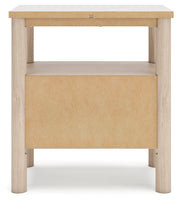 Cadmori Queen Upholstered Panel Bed with Mirrored Dresser, Chest and 2 Nightstands in Two-tone from Ashley - Lara Furniture