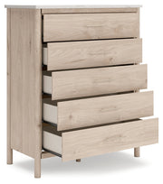 Cadmori Queen Upholstered Panel Bed with Mirrored Dresser, Chest and Nightstand in Two-tone from Ashley - Lara Furniture