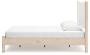 Cadmori Queen Upholstered Panel Bed with Mirrored Dresser, Chest and Nightstand in Two-tone from Ashley - Lara Furniture