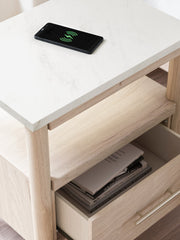 Cadmori Queen Upholstered Panel Bed with Mirrored Dresser, Chest and Nightstand in Two-tone from Ashley - Lara Furniture