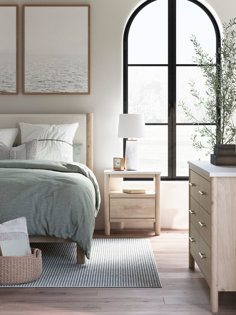 Cadmori Two-tone Upholstered Panel Bedroom Set from Ashley - Lara Furniture