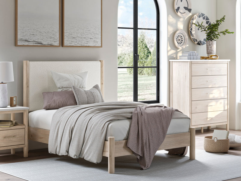 Cadmori Two-tone Upholstered Panel Bedroom Set from Ashley - Lara Furniture