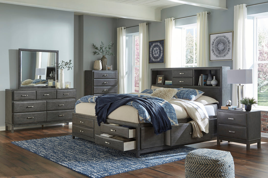 Caitbrook Gray Bookcase Storage Platform Bedroom Set - Gate FurnitureBedroom Set