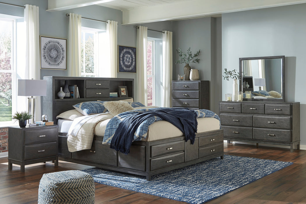 Caitbrook Gray Bookcase Storage Platform Bedroom Set - Gate FurnitureBedroom Set