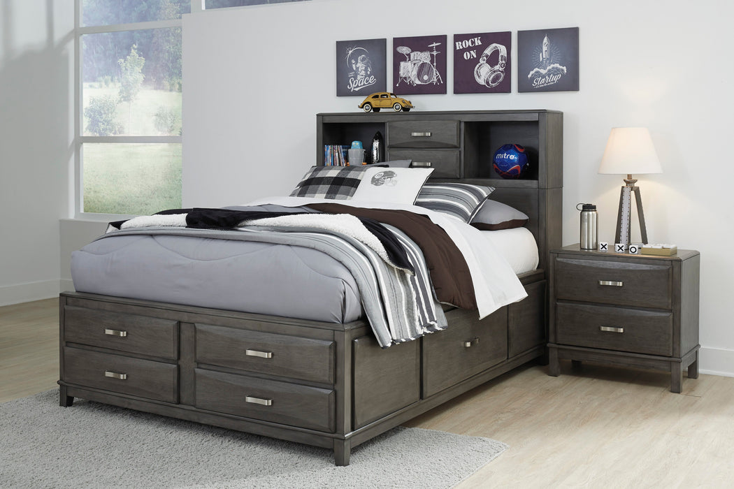 Caitbrook Gray Bookcase Storage Platform Youth Bedroom Set - Gate FurnitureYouth Bedroom Set