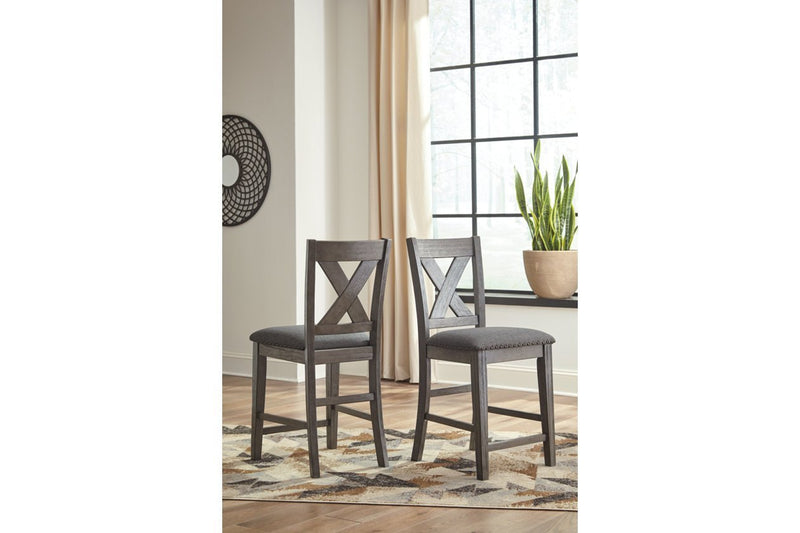 Caitbrook Gray Counter Height Upholstered Bar Stool (Set of 2) - Lara FurnitureBarstool