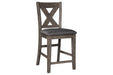 Caitbrook Gray Counter Height Upholstered Bar Stool (Set of 2) - Gate FurnitureBarstool