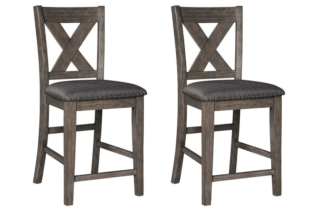 Caitbrook Gray Counter Height Upholstered Bar Stool (Set of 2) - Gate FurnitureBarstool