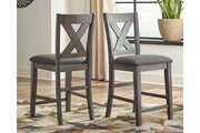 Caitbrook Gray Counter Height Upholstered Bar Stool (Set of 2) - Lara FurnitureBarstool