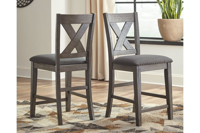 Caitbrook Gray Counter Height Upholstered Bar Stool (Set of 2) - Lara FurnitureBarstool