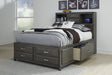 Caitbrook Gray Full Bookcase Storage Bed - Gate FurnitureFull Bed