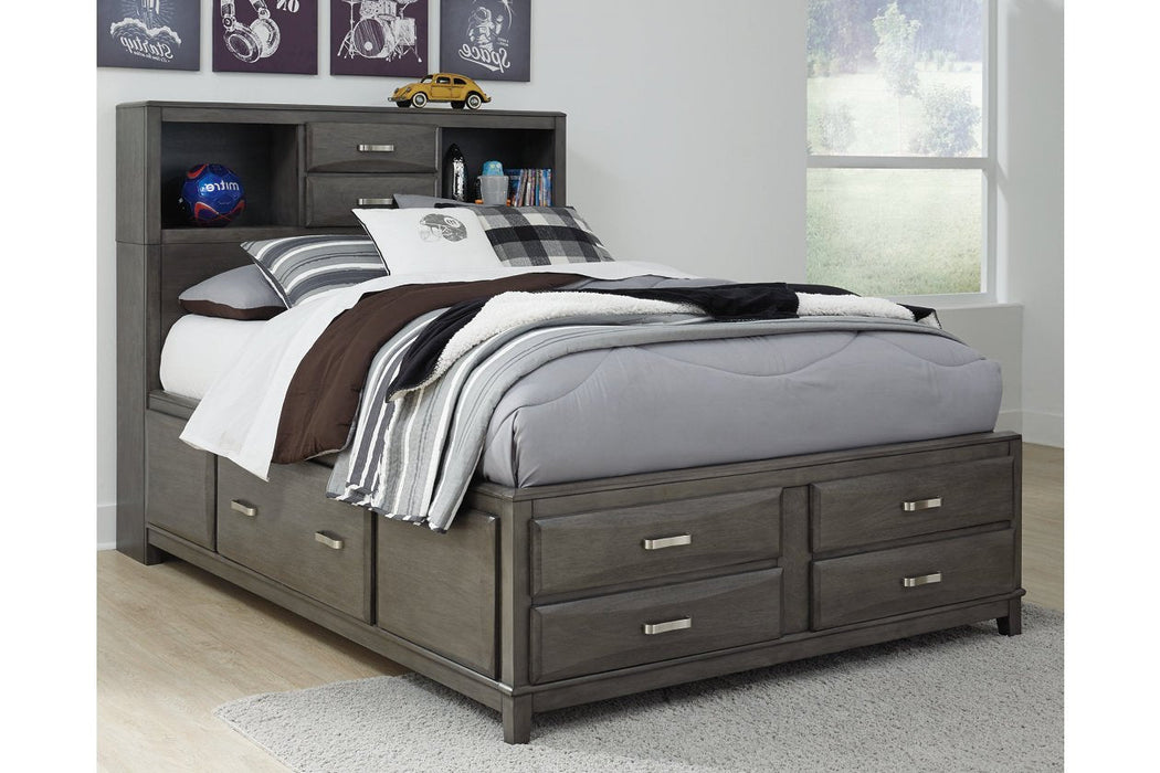 Caitbrook Gray Full Storage Bed with 7 Drawers - Gate FurnitureFull Bed