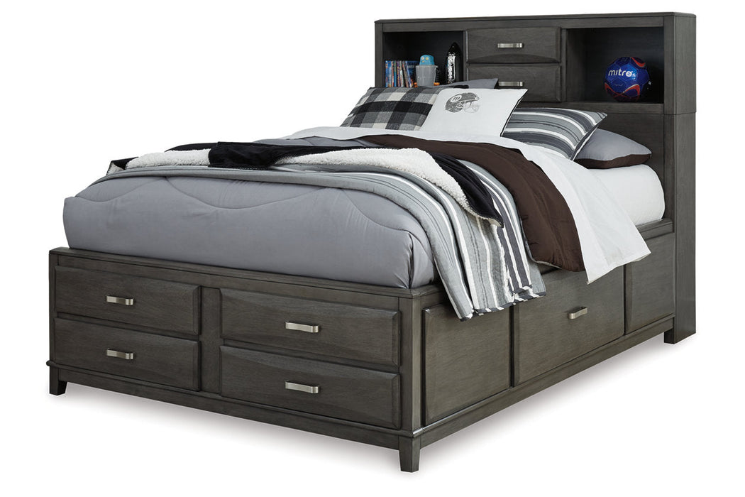 Caitbrook Gray Full Storage Bed with 7 Drawers - Gate FurnitureFull Bed