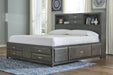 Caitbrook Gray King Bookcase Storage Bed - Gate FurnitureKing Bed