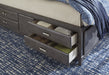 Caitbrook Gray King Bookcase Storage Bed - Gate FurnitureKing Bed