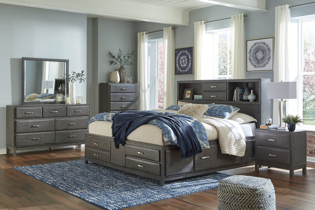 Caitbrook Gray King Storage Bed with 8 Drawers - Gate FurnitureKing Bed