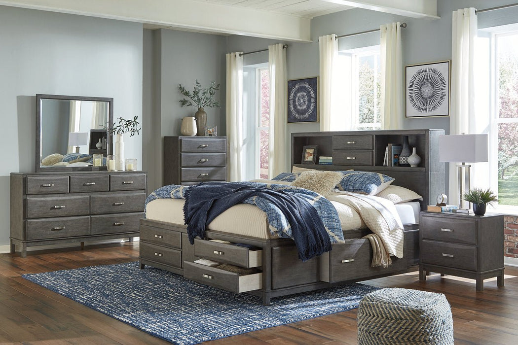 Caitbrook Gray King Storage Bed with 8 Drawers - Gate FurnitureKing Bed