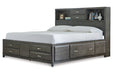 Caitbrook Gray King Storage Bed with 8 Drawers - Gate FurnitureKing Bed