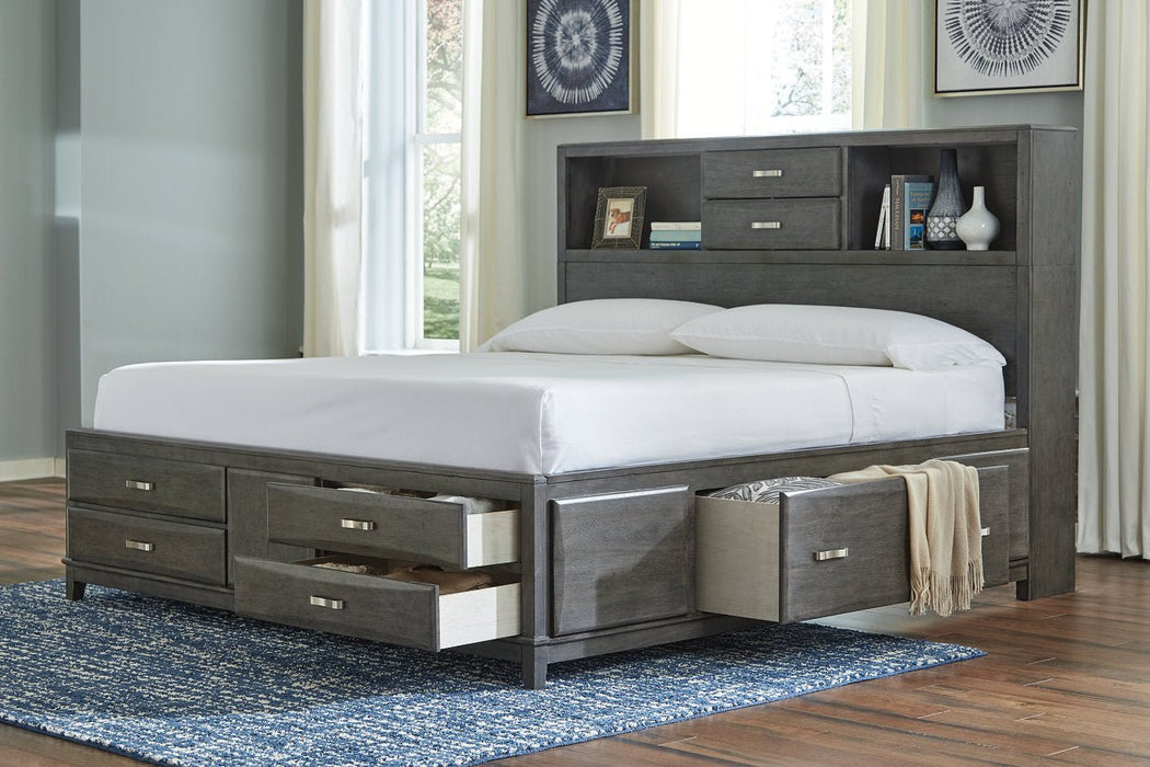 Caitbrook Gray King Storage Bed with 8 Drawers - Gate FurnitureKing Bed