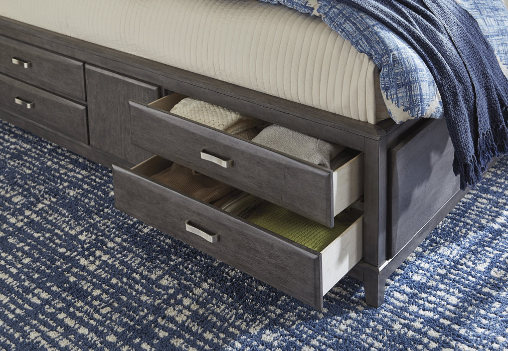 Caitbrook Gray Queen Bookcase Storage Bed - Gate FurnitureQueen Bed