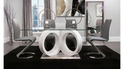 Calgary Gray Glass Top Table & PU Chair Dining Set - Lara FurnitureDining Room Set