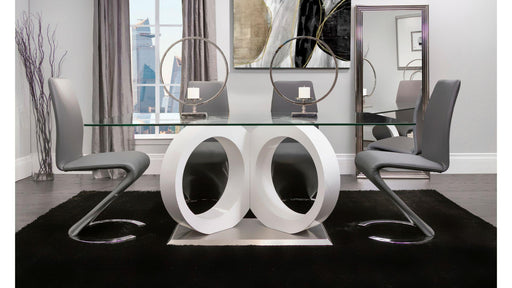 Calgary Gray Glass Top Table & PU Chair Dining Set - Lara FurnitureDining Room Set