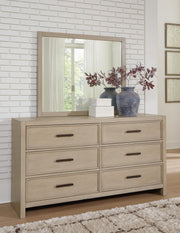Calmoro California King Bookcase Bed with Mirrored Dresser in Gray - PKG021395