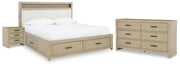 Calmoro King Bookcase Bed with Dresser and Nightstand in Gray - PKG021331