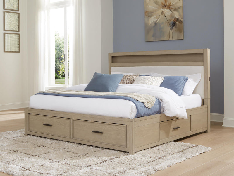 Calmoro King Bookcase Bed with Dresser in Gray - PKG021330