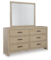 Calmoro King Bookcase Bed with Mirrored Dresser and Nightstand in Gray - PKG021327