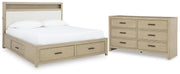 Calmoro Queen Bookcase Bed with Dresser in Gray - PKG021322