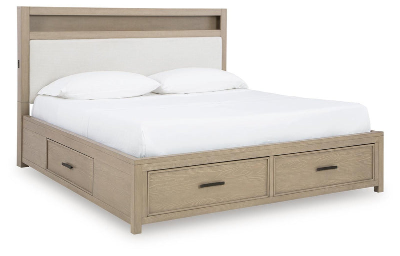 Calmoro Queen Bookcase Bed with Dresser in Gray - PKG021322
