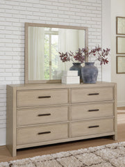 Calmoro Queen Bookcase Bed with Mirrored Dresser, Chest and 2 Nightstands in Gray - PKG021318