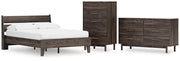 Calverson Full Panel Platform Bed, Dresser and Chest in Mocha - PKG017846