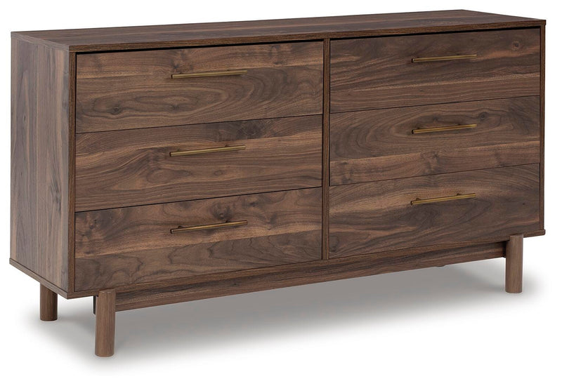 Calverson Queen Panel Headboard, Dresser, Chest and 2 Nightstands in Mocha - PKG017860