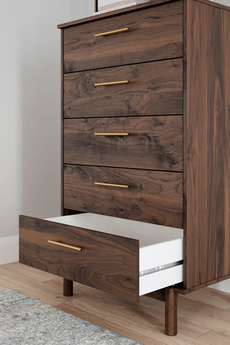 Calverson Queen Panel Headboard, Dresser, Chest and 2 Nightstands in Mocha - PKG017860