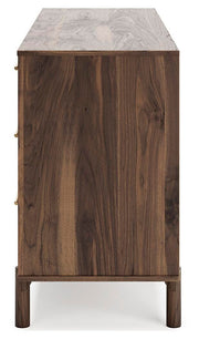 Calverson Queen Panel Platform Bed, Dresser and 2 Nightstands in Mocha - PKG017866