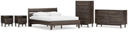 Calverson Queen Panel Platform Bed, Dresser, Chest and 2 Nightstands in Mocha - PKG017865