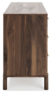 Calverson Queen Platform Bed and Dresser in Mocha - PKG017851